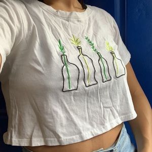 25% OFF BUNDLES Handmade plant embroidered crop top